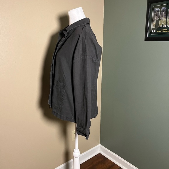 Eileen Fisher Jacket Womens Large Black Organic Cotton Hemp Smock Boxy - Picture 5 of 8